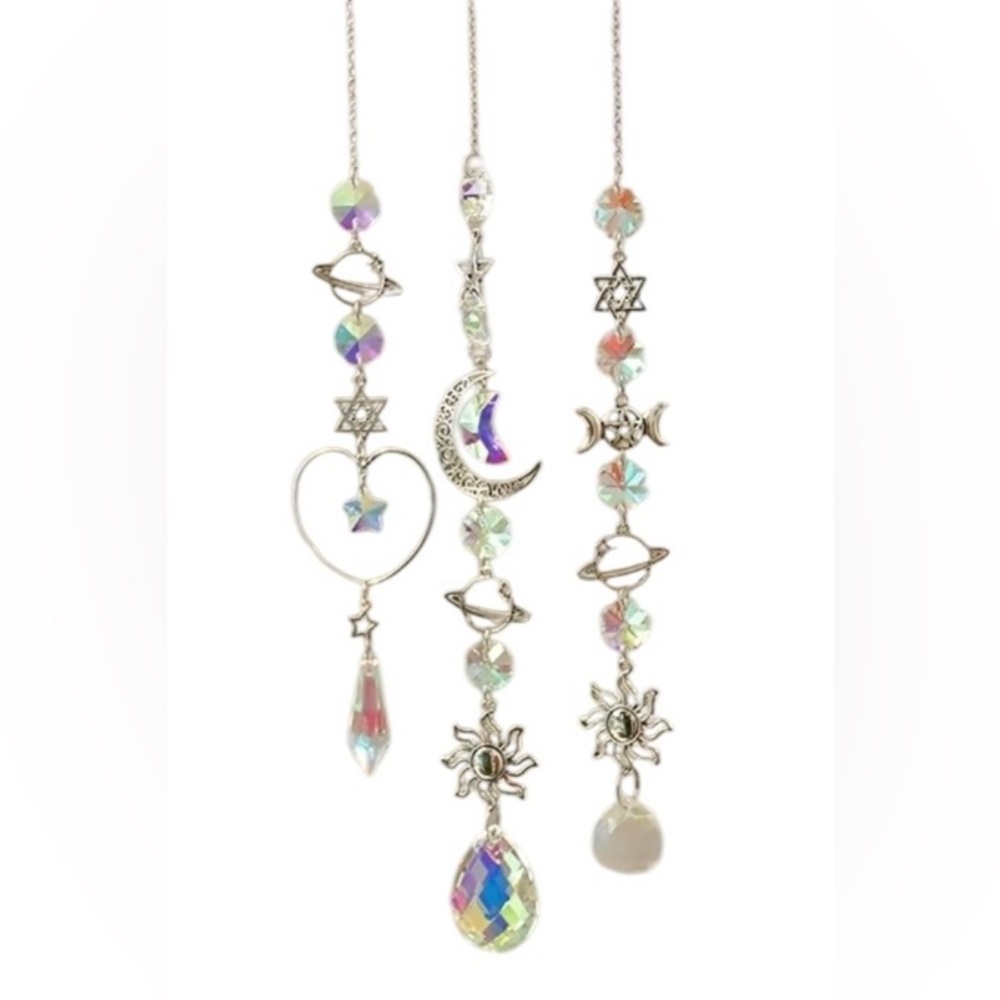 Crystal Celestial Sun Catchers on Chain with Loop for Hook - Picture 3 of 8